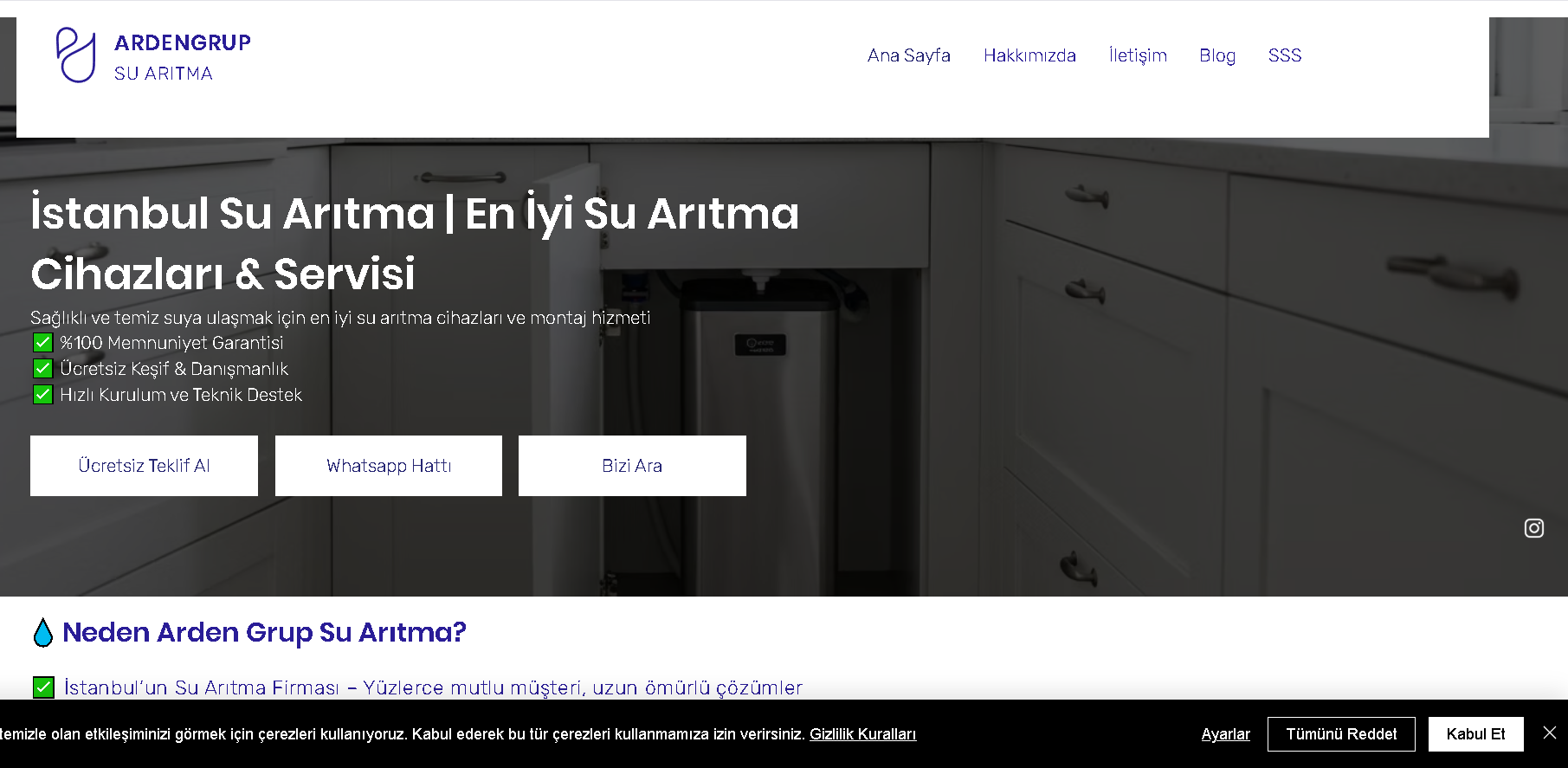 Arden Grup Su Arıtma Hızlı Web Lansmanı ekran görüntüsü